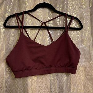 Old Navy Active Burgundy Red Strappy Stretchy Sports Bra XL